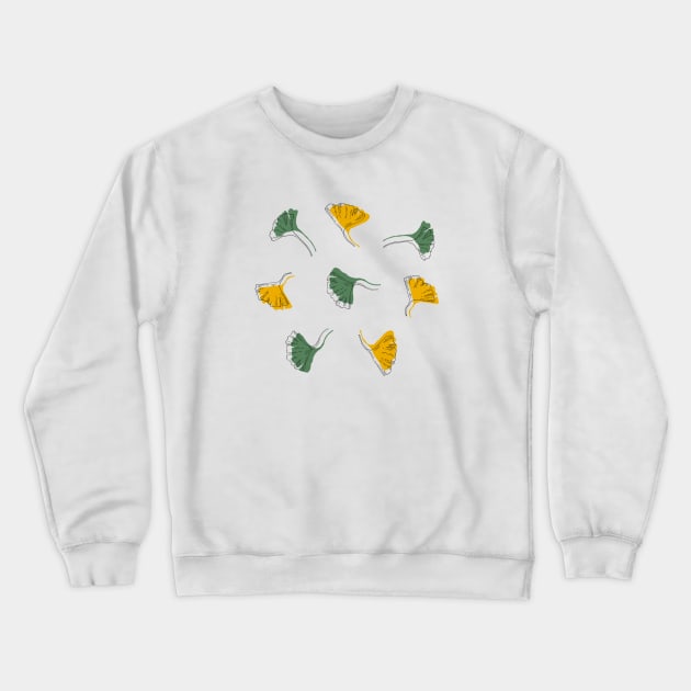 Ginkgo Biloba leaves offset - Green and Yellow Crewneck Sweatshirt by PrintablesPassions